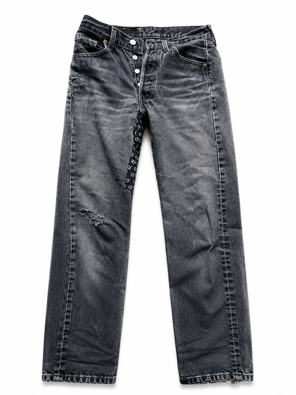 Levi’s 501 Original Fit Jeans 28x32 | Custom Patchwork Distressed | Vintage Wash